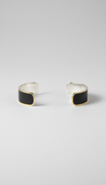 Matte black open cuff bracelet in sterling silver