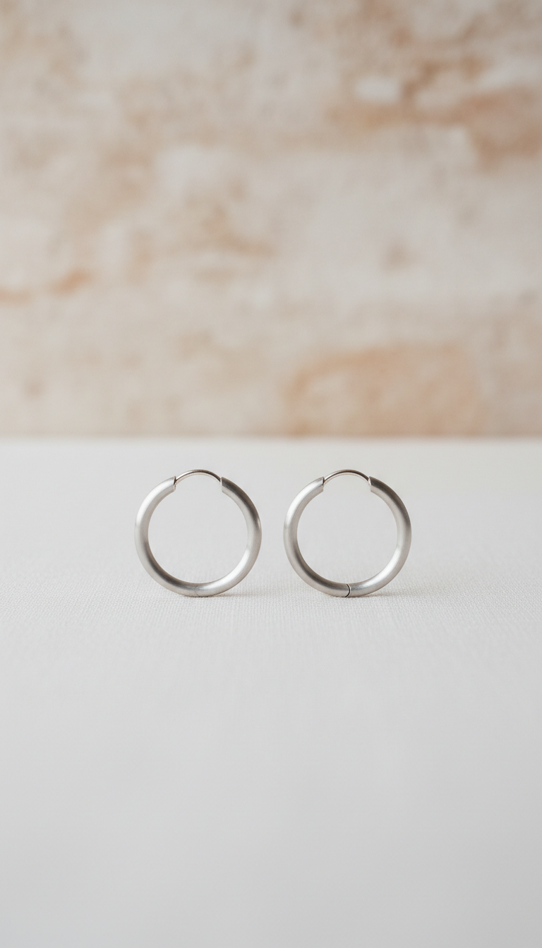 Minimalist Platinum Hoop Earrings